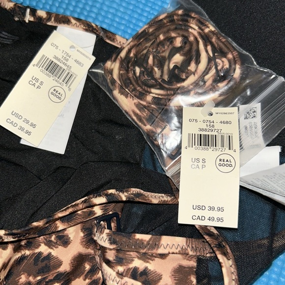 Aerie Leopard Mesh High Cut Cheeky Bikini Bottom & Top Set Size S - Picture 16 of 16